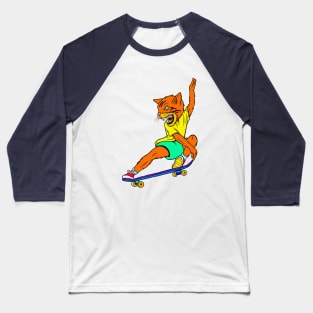 Skate Cat Baseball T-Shirt